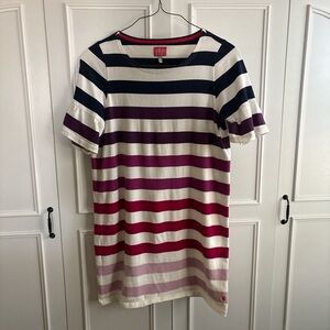 Joules Navy, purple multi and White Striped knit dress